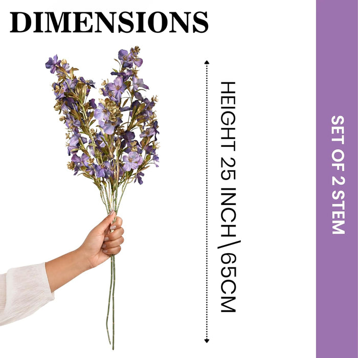 Art Street Artificial Purple & Gold Flower Stems for Home Décor – Realistic Faux Floral Branches for Vase,
