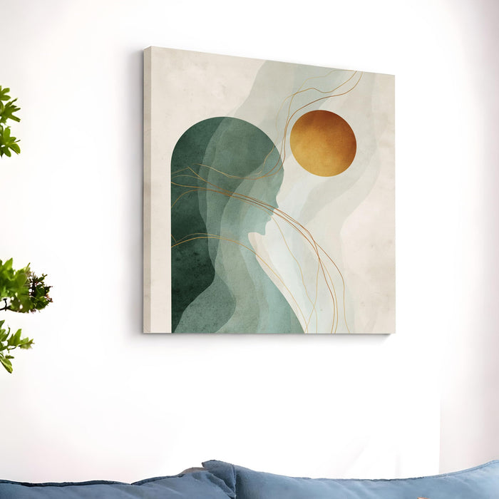 Women Boho Circles Stretched Canvas Wall Art Painting For Living Room, Modern Minimalist Earth Tone Painting, Contemporary Abstract Decor for Living Room, Office & Studio (56xx56 cm)