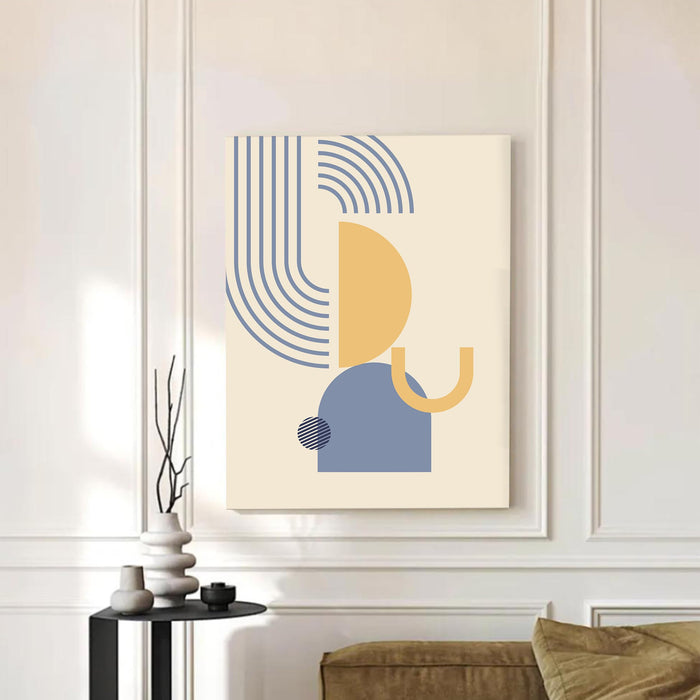 Abstract orange and blue Face Stretched Canvas Wall Art Modern Boho Illustration Painting for Home & Office Wall Decor, (16x22 Inch)