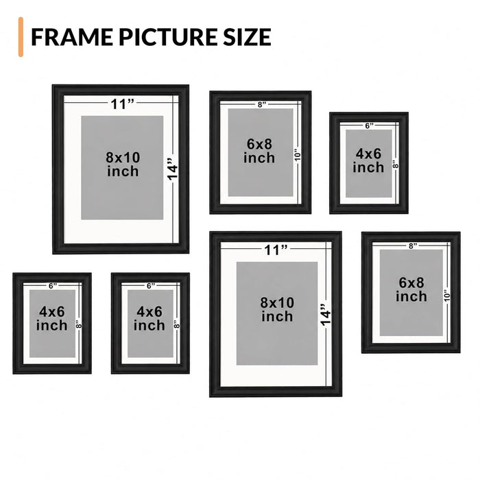 Wooden Gallery Wall Photo Frame Set of 8 | Mixed Size Picture Frames for Family Photos | Wall Décor for Living Room, Bedroom & Home Decoration