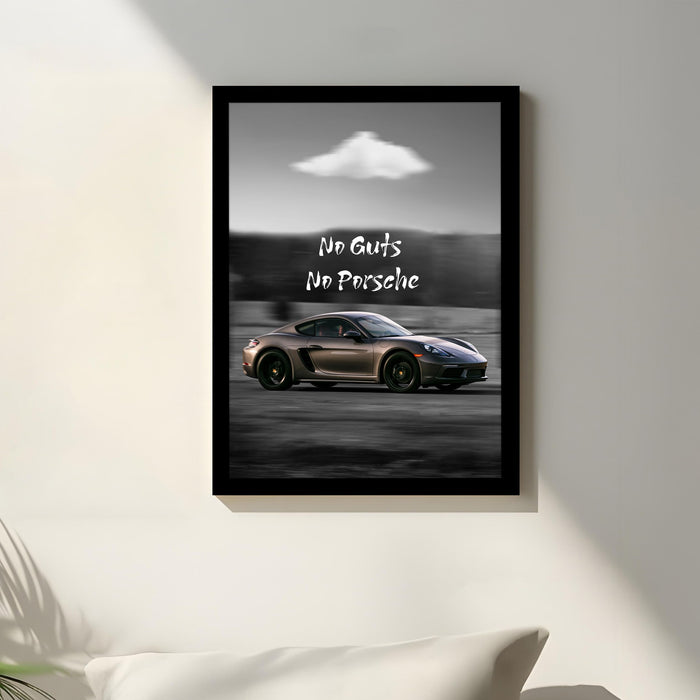 Framed Motivational Automotive Wall Art Print with Sports Car Illustration and Bold Text 32x44 cm