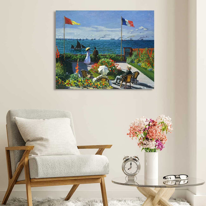 Canvas Painting Wall Art Print Picture The Beach at Honfleur Paper Collage Decorative Luxury Paintings for Home Décor (Blue, 16 x 22 Inches)