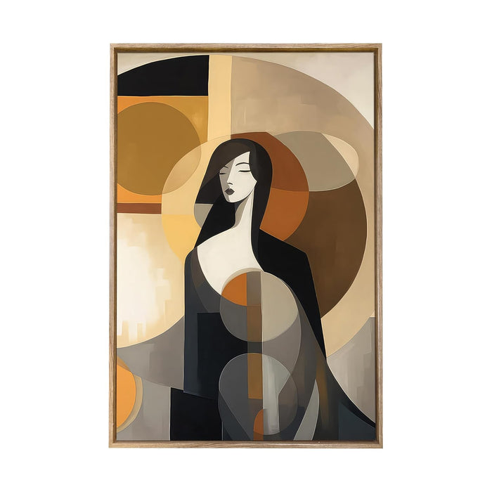 Large Canvas Painting Panel Framed Wall Art Print Abstract woman Framed Luxury Paintings for Home Décor (Brown, 23x35 Inch)