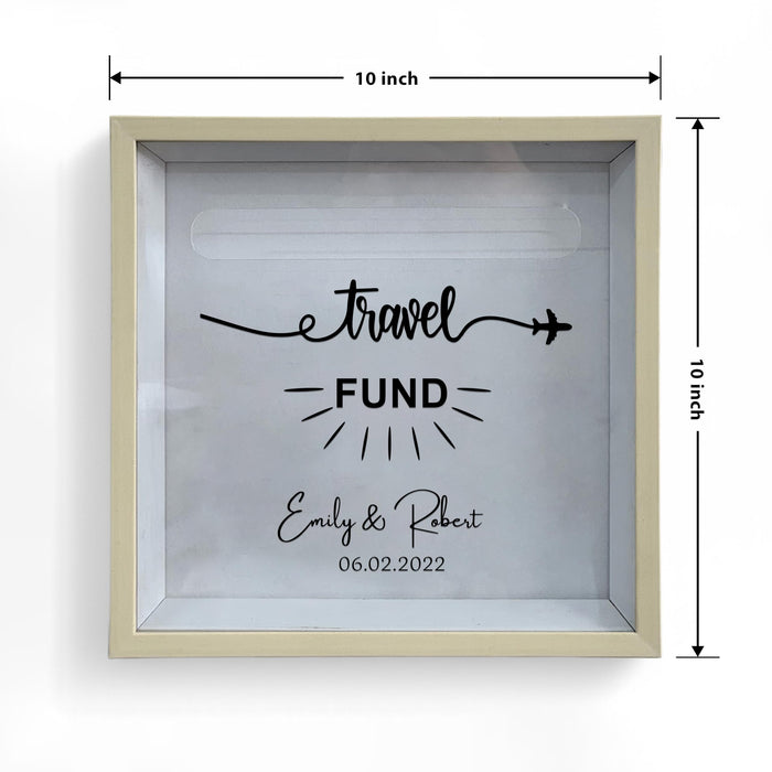 Art Street Archive Shadow Box for Travel Fund Memories, Memory Collection Box with Slot On Top, Beautiful Moments Printed Life in a Shadow Box Travel Gift Frame (10x10 Inch, Beige)