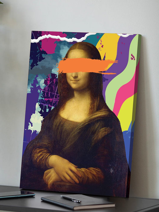 Art Street Stretched Canvas Painting Mona Lisa Pop Graffiti Art For Home Decor (Size: 16x22 Inch)