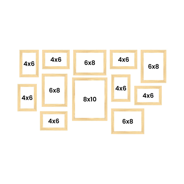 Family Photo Frame Set of 12 for Wall Decor, Wooden Finish Collage Picture Frames for Living Room, Bedroom, Multi-Size Wall Hanging Gallery Frame Set, (7 Set 4x6, 4 Set 6x8, 1 Set 8x10 Inch)