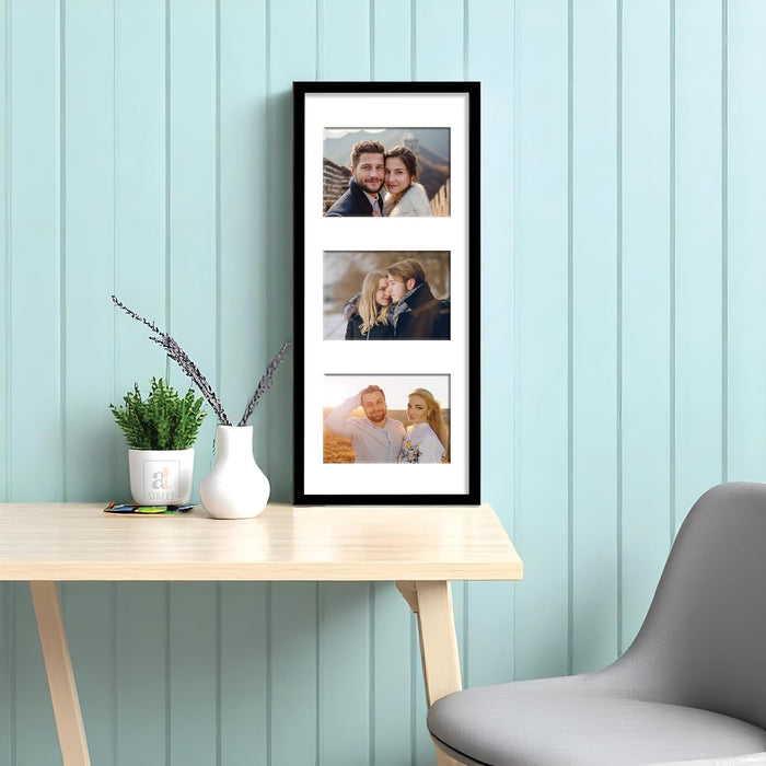 Photo Frame Collage 10x15 cm Photos Display 3 Oppenings Wall Mounting Home Décor Photo-Frame (23x49 cm)