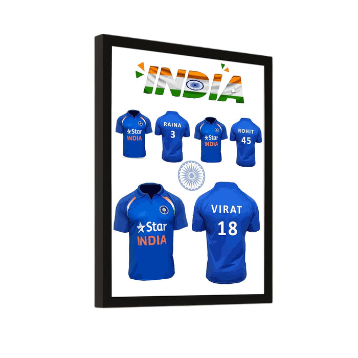 Art Street Indian Cricket Team ODI Jersey Sports Framed Wall Hanging Poster For Home Decor, Living Room, Hotel and Office Decoration (12.7x17.5 Inch)