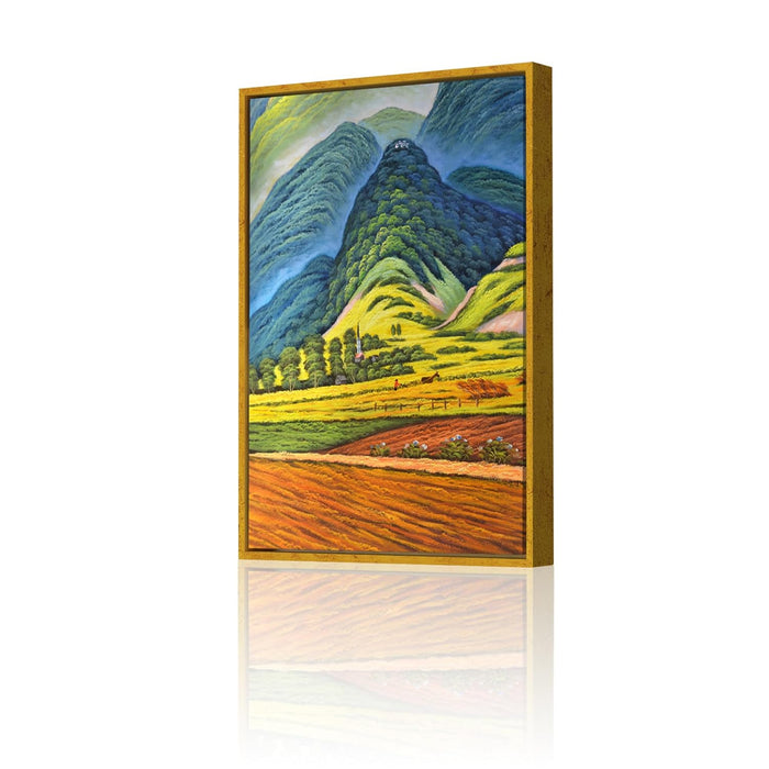 Art Street Canvas Painting Colorful Nordic Mountain Field Framed Decorative Wall Art For Living Room (Size:23x35 Inch)