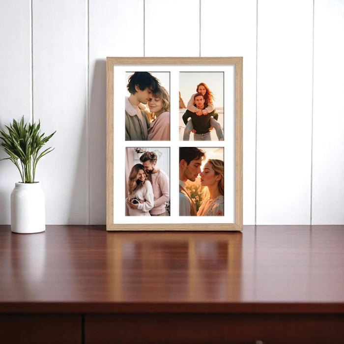 Photo Frame Collage 10x15 cm Photos Display 4 Openings Wall Mounting Photo-Frame (31x39 cm)
