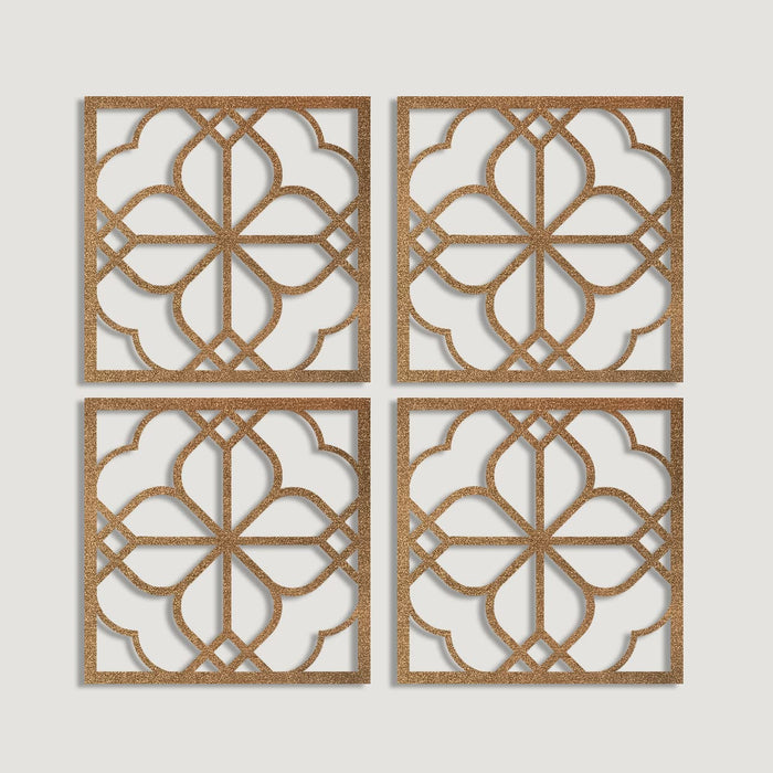 Modern Home Decor Abstract Floral Design Ornaments, Decorative Wall Art, MDF Square 3D Jharokha Jali (8x8 Inch)