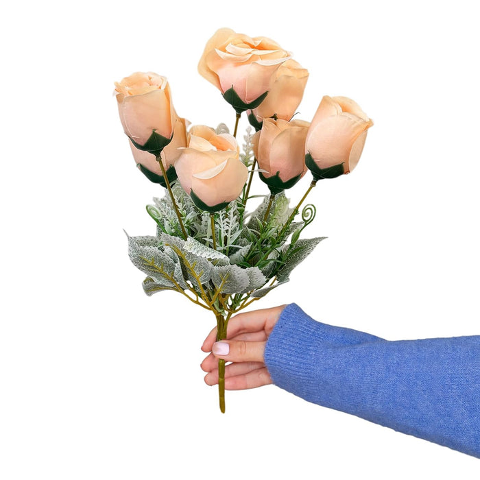 Art Street Artificial Peach Rose Flowers Bouquet for ' S Day, Rose Flowers Bunch