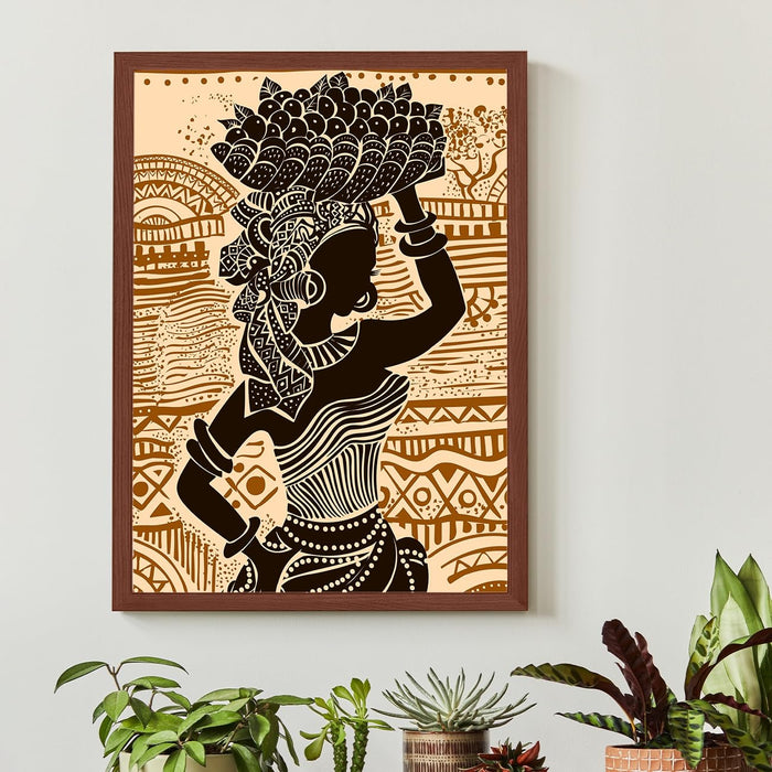 Art Street Wall Art Prints Embossed Laminated Framed, African Lady Art For Wall Décor Abstract Art (Size: 16x22 Inch)