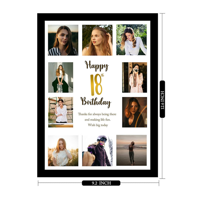 Personalized Happy Birthday Wall Photo Print Collage with 10 Photo Upload Customized Photo Frame (8x12 Inch)