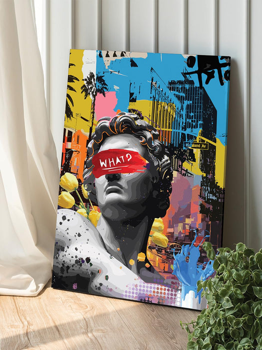 Art Street Stretched Canvas Painting David Statue Pop Graffiti Art For Home (Size: 16x22 Inch)