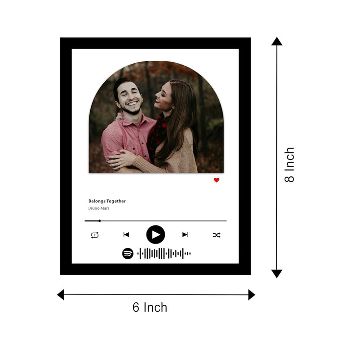 SNAP ART Customized Spotify Song with Photo, Personalized Frame with scannable code, Customized Gift (6x8 Inch, Black)