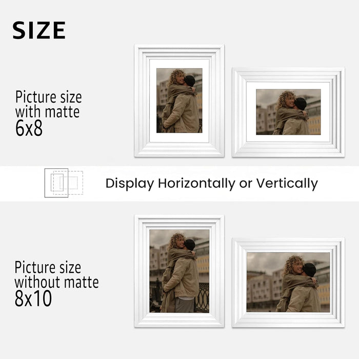 Premium White Photo Frame Set of 6 for Living Room | Classic Wooden Picture Frames for Photos, Artwork & Kids Room | Wall Décor (8x10 Inch)