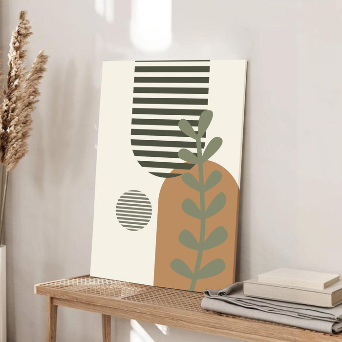 PAINTINGMANTRA Abstract Botanical Stretched Canvas Wall Art Modern Boho Illustration Painting for Home & Office Wall Decor, (16x22 Inch)