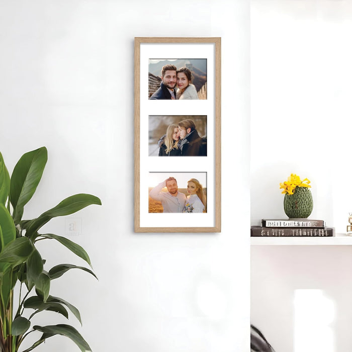 Photo Frame Collage 10x15 cm Photos Display 3 Oppenings Wall Mounting Home Décor Photo-Frame (23x49 cm)