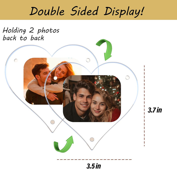 Acrylic Magnetic Picture Photo Frames 9x10 Cm Set of 2, Custom Acrylic Refrigerator, Heart Shape Fridge Magnetic Photo Frames.