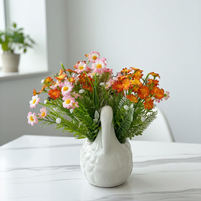 Art Street Elegant Swan-Shaped Ceramic Vase | Glossy White Decorative Flower Vase for Home, Living Room & Table Décor, (Vase Only Not Plant)