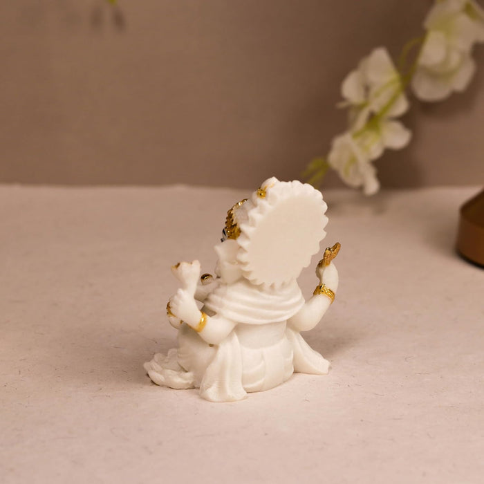 Ganesh Ji Statue Showpiece Murti, Crafted from Marble Finish Ganesh Ji  (White, 6x7 cm)