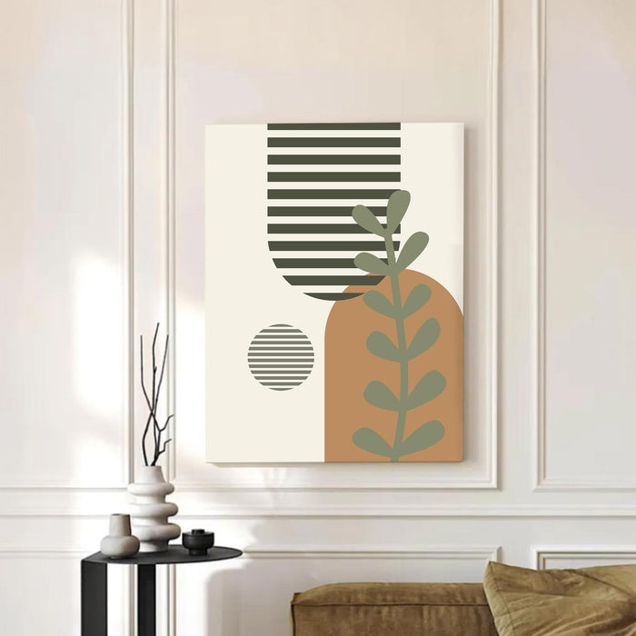 PAINTINGMANTRA Abstract Botanical Stretched Canvas Wall Art Modern Boho Illustration Painting for Home & Office Wall Decor, (16x22 Inch)