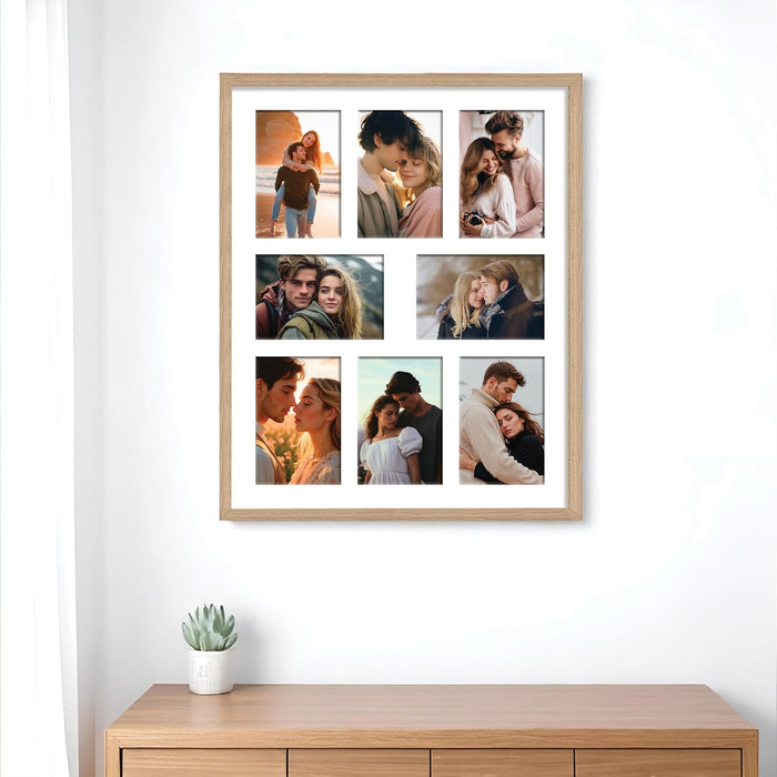 Photo Frame Collage 10x15 cm Photos Display 8 Openings Wall Mounting Home Décor Photo-Frame (44x54 cm)
