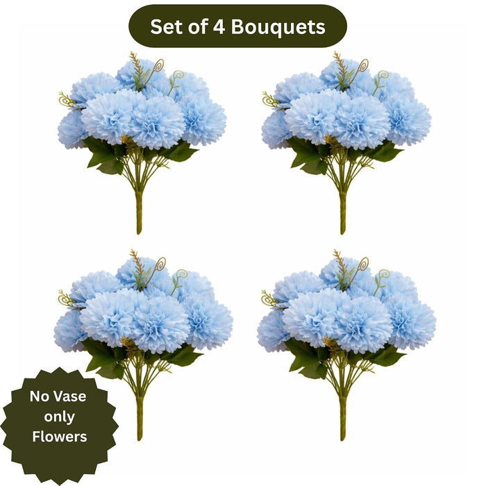Art Street Artificial Flower Bunch| Silk Blue Hydrangea Flower for Home|