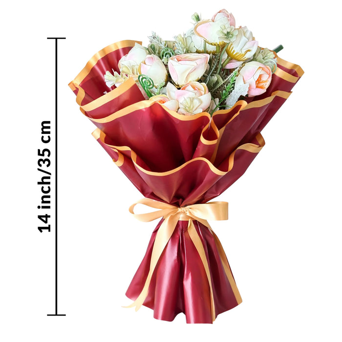 Art Street Artificial Rose Bouquet, Light Pink Flower Arrangement, Handmade Fabric Flowers for Valentine's Day Gift, Birthday, Anniversary, Romantic Gift for Women, Men, Home Decor, Couple, 35 cm