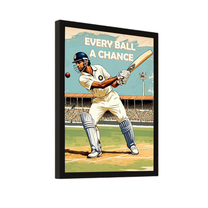 Art Street Embossed Laminated Chase Dreams Cricketer Poster Framed Wall Art Prints For Living Room Decorative Home & Wall Décor Abstract Art (Set of 1, Size - 12.7x17.5 Inch)