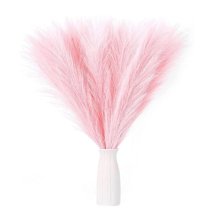 Artificial Pampas Grass for Decoration, Pink Blush Faux, Non-Shedding Feather Grass Pack of 4 | Gradient Pampas Grass | (18 Inch)