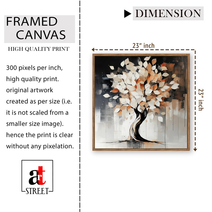 Abstract Tree of Life Framed Painting For Living Room | Vastu Tree Large Canvas Painting With Frame Wall Art For Bedroom, Hallway's, Office, Hotel, Size 58x58 cm