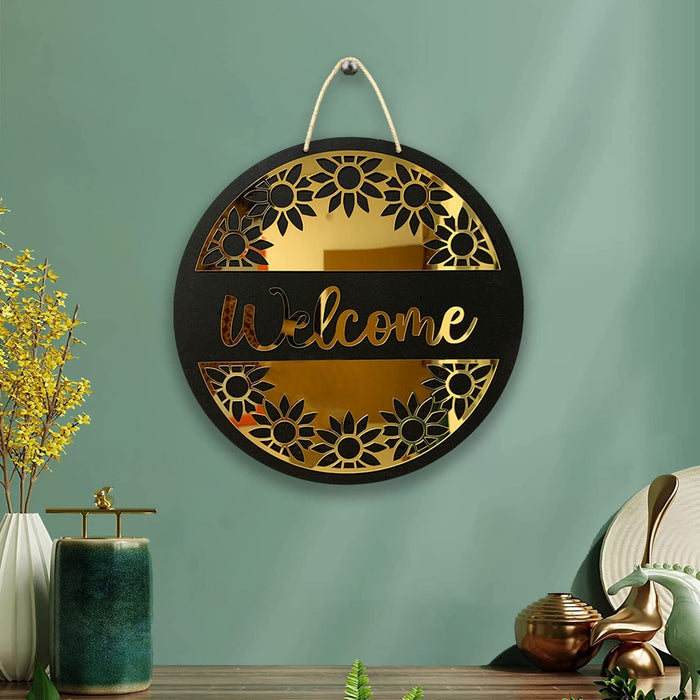 Wall Décor Sign Board MDF Round Shape Wall Hanging, Decorative Home Décor for front door, Home Entrance Sign Board, (10X10 Inches)