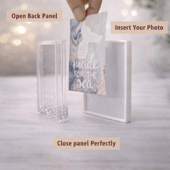 Art Street Silver Glitter Magnetic Photo Frame, Liquid Filled Photo Holder, Dynamic Shaking Glitter Photos Magnet, Unique Valentine’s Day Gift, Acrylic Fridge Magnet Frame, 2.3x3.7 Inch