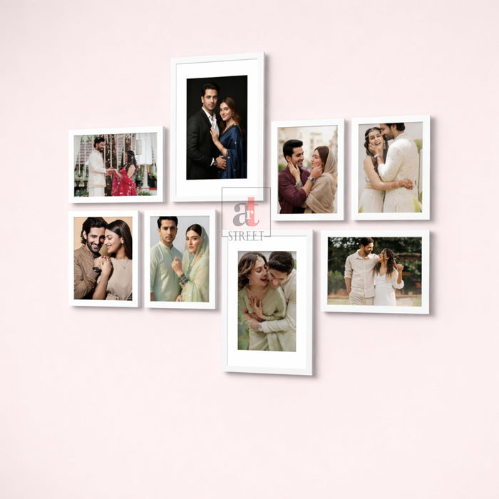 Art Street Photo Frame Set of 8 White Wall Decor Collage Display Hanging Family Picture Frames Gallery Collection Decor Items Wall Mount Frames Birthday Anniversary Gift, 8x12 and 12x16 In