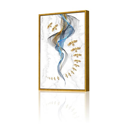 Art Street Canvas Painting Flying Golden Bird Framed Decorative Wall Art For Living Room (Size:23x35 Inch)