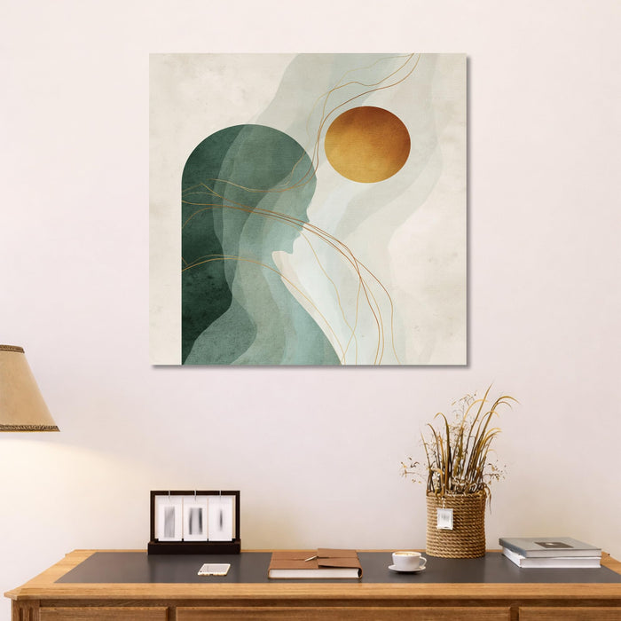 Women Boho Circles Stretched Canvas Wall Art Painting For Living Room, Modern Minimalist Earth Tone Painting, Contemporary Abstract Decor for Living Room, Office & Studio (56xx56 cm)