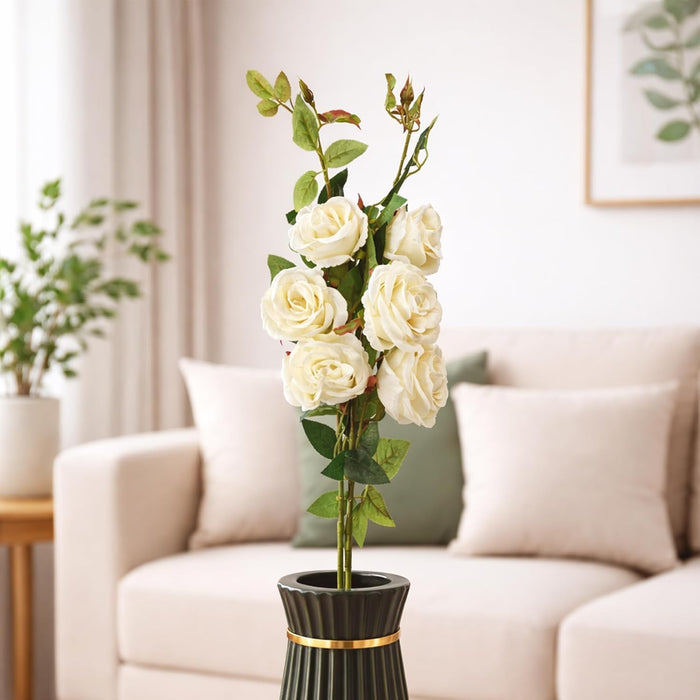 Art Street Artificial White Rose Flower Stems Bunch for Home Decor |