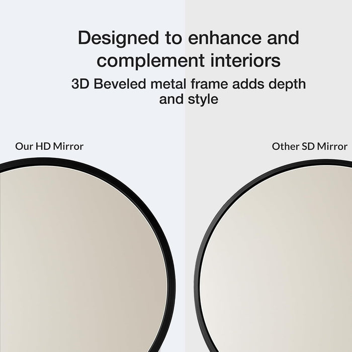 Round Decorative Wall Mirror with Aluminum Metal Frame Silver | Modern Design Vanity Mirror (Silver, 40x40 cm)