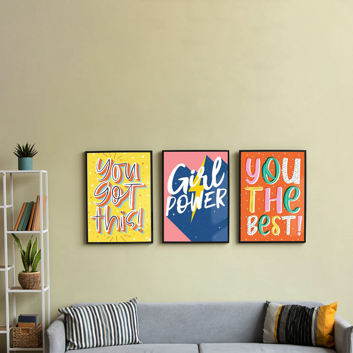 Art Street Motivational Poster You Got This, Girl Power, You the Best Prints For Wall Décor (Set Of 3, 13x17 Inch)