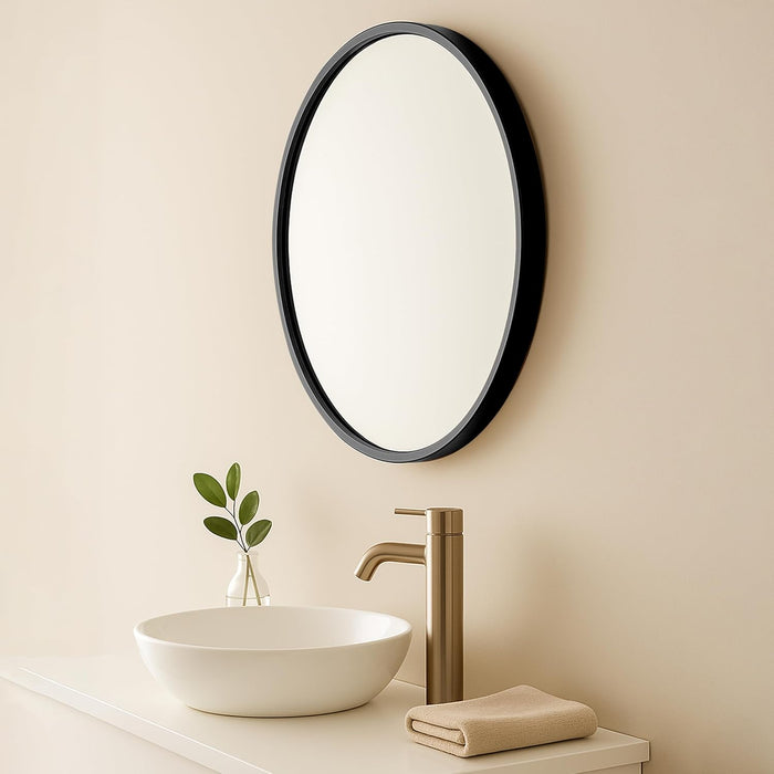 Round Decorative Wall Mirror with Aluminum Metal Frame Silver | Modern Design Vanity Mirror (Silver, 40x40 cm)