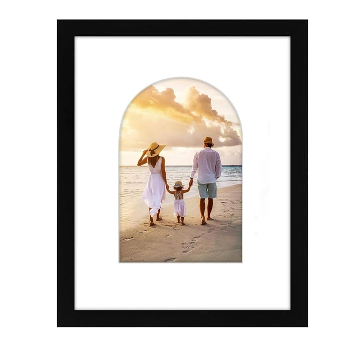 Engineered Wood Elegant Designed White Individual Photo Frame With Mat, Wall Mount.