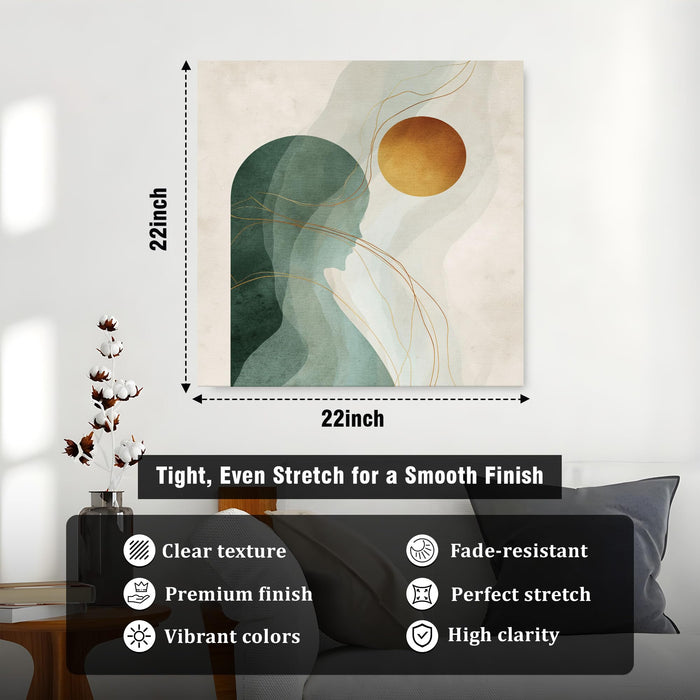Women Boho Circles Stretched Canvas Wall Art Painting For Living Room, Modern Minimalist Earth Tone Painting, Contemporary Abstract Decor for Living Room, Office & Studio (56xx56 cm)
