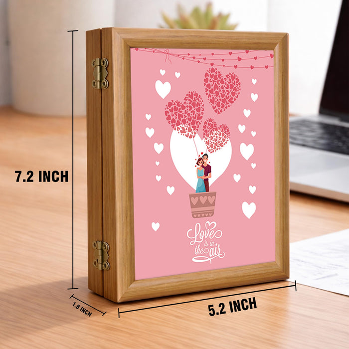 Wooden Greeting Card Photo Frame with Clip, Brown Hinged Double Frame for Photos & Cards, Tabletop Display Gift for Anniversary, Wedding, Valentine, Home Decor (5.2 x 7.2 Inch, Wooden Brown)