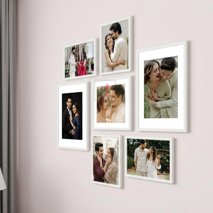 Art Street Photo Frame Set of 7 White Wall Decor Collage Display Hanging Family Picture Frames Gallery Collection Decor Items Wall Mount Frames Birthday Anniversary Gift, 8x12, 12x12 and 12x16 In
