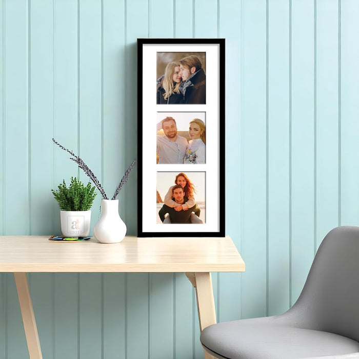 Photo Frame Collage 13x13 cm Photos Display 3 Oppenings Wall Mounting Home Décor Photo-Frame (23x49 cm)