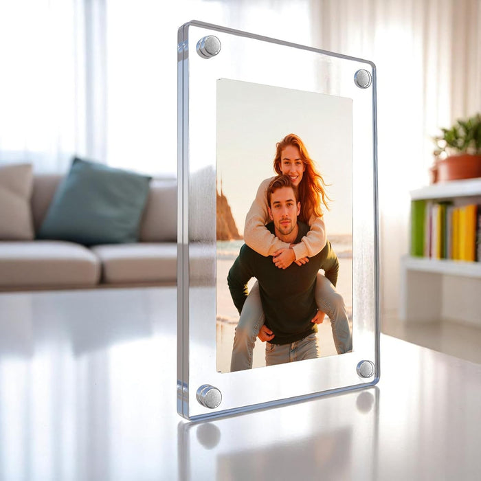 Acrylic Magnetic Picture Photo Frames 6x9 Cm Set of 4, Custom Acrylic Refrigerator, Rectangle Fridge Magnetic Photo Frames.