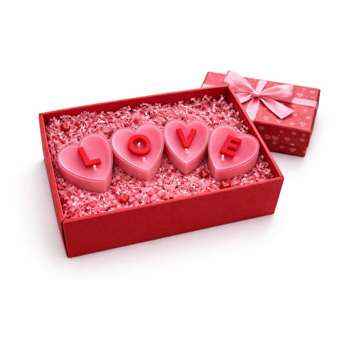 Love Candles Heart Shaped Set Pack of 4 Candle for Valentine’s Day, Romantic Scented Candles for Decor Proposal, Anniversary Gift Girlfriend Boyfriend Spouse Rose Fragrance Candle 1.8x4 cm Art Street