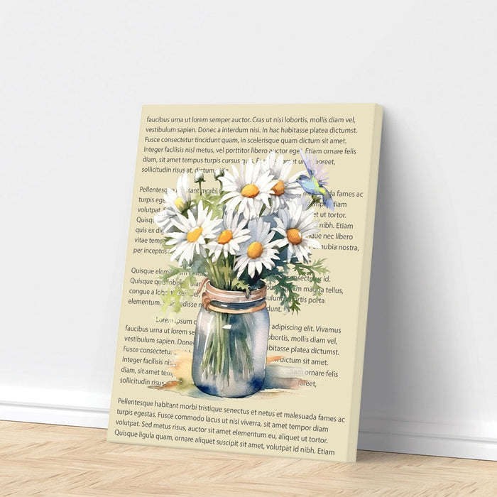 Stretched Canvas Painting Tulip Flowers Vintage Vase Dictionary Wall Art for Home Decor, Living room, Office, Hotel & Bedroom Size (12x16 inch)